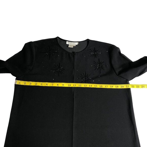 Adrianna Papell Evening Essentials Cardigan Womens Large Black Sheer Beaded Top - Picture 13 of 16